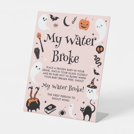 Pink Halloween Baby Duschspiel Mein Wasserbrot Sockelschild (Vorderseite)