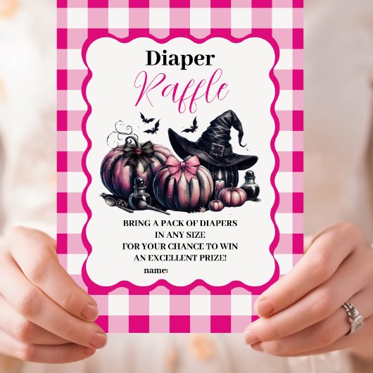 Pink Halloween Baby Duwer Raffle Diapper Begleitkarte