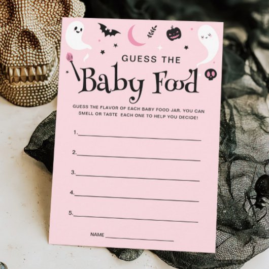 Pink Halloween Baby Showbabys Baby Food Game Card Einladung
