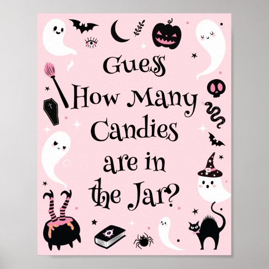 Pink Halloween Baby Shower Guess How Many Candies Poster (Vorne)