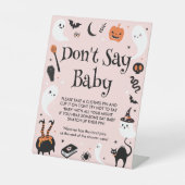 Pink Halloween Baby Shower Say Baby Game nicht Sockelschild (Vorderseite)