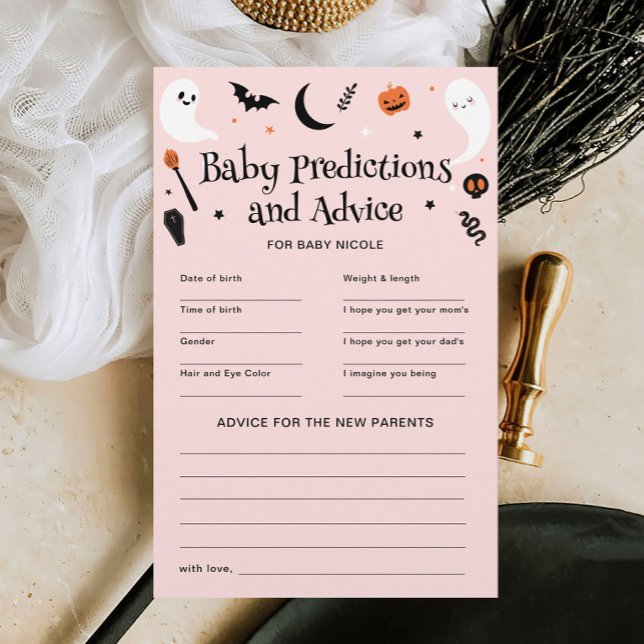 Pink Halloween Baby Shower Vorhersagen Advice Game (Von Creator hochgeladen)