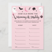 Pink Halloween Baby Showzeitguesing Game Card Einladung (Vorderseite)
