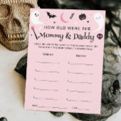 Pink Halloween Baby Showzeitguesing Game Card Einladung