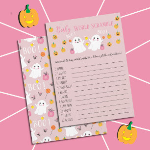 Pink Halloween Baby Word Scramble Baby Showspiel Einladung