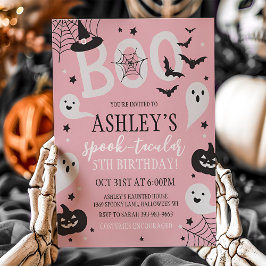 Pink Halloween Birthday Invitation Einladung