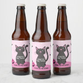 Pink Halloween Black Cat Girl Babydusche Bierflaschenetikett (Flaschen)