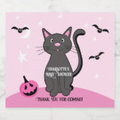 Pink Halloween Black Cat Girl Babydusche Bierflaschenetikett (Einzelnes Label)