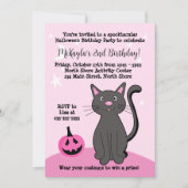 Pink Halloween Black Cat Pumpkin Becken Soft Pink Einladung (Vorderseite)