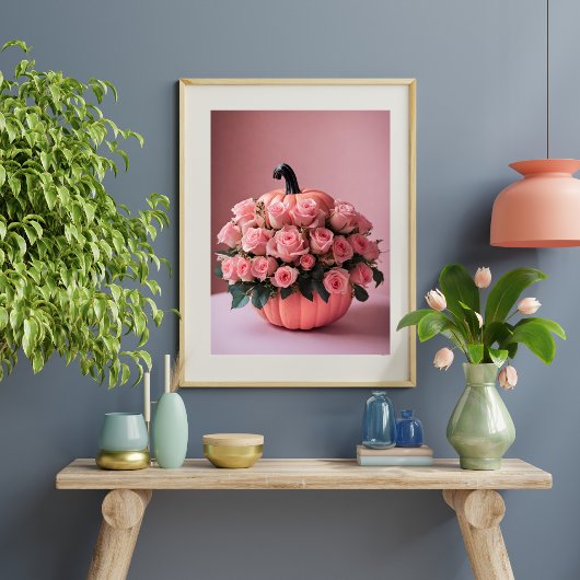 Pink Halloween Blumen Pumpkin Wall Art Poster