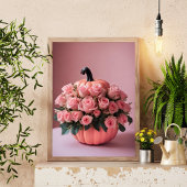 Pink Halloween Blumen Pumpkin Wall Art Poster