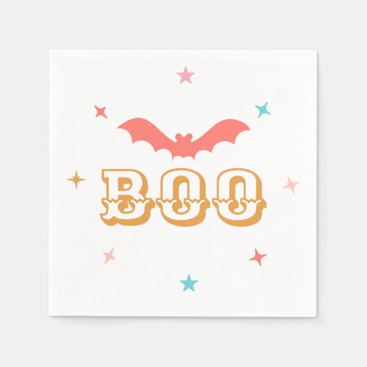 Pink Halloween Boo Paper Napkin Serviette (Vorderseite)