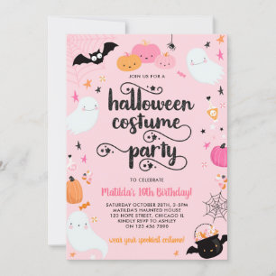 Pink Halloween Costume Party Spooky Girl Geburtsta Einladung
