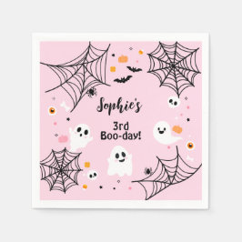Pink Halloween Cute Ghost Boo-Day Party Serviette