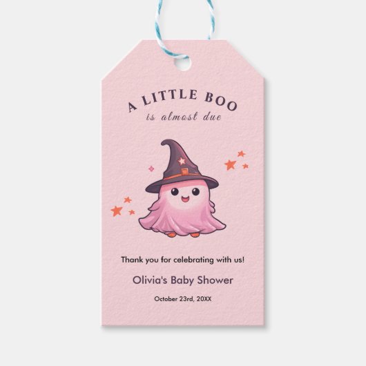 Pink Halloween eine kleine Boo Baby-Dusche Geschenkanhänger (Vorderseite)