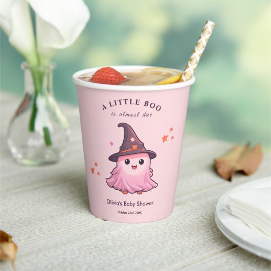 Pink Halloween eine kleine Boo Baby-Dusche Pappbecher (In Situ)