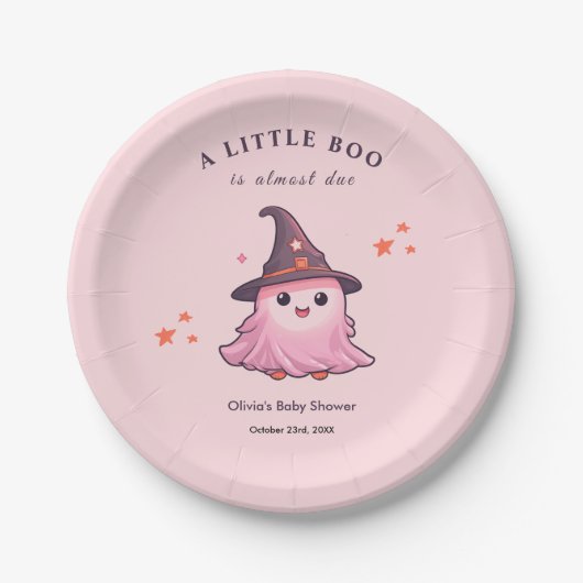 Pink Halloween eine kleine Boo Baby-Dusche Pappteller (Vorderseite)