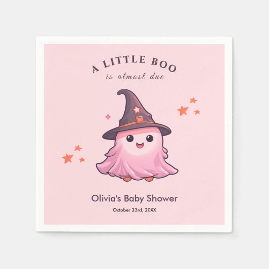 Pink Halloween eine kleine Boo Baby-Dusche Serviette (Vorderseite)