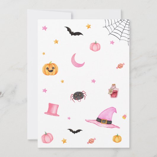 Pink Halloween eine kleine Boo Ghost Baby Dusche Einladung (Rückseite)