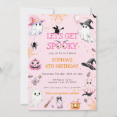 Pink Halloween Geburtstagsfeier Einladung (Vorderseite)