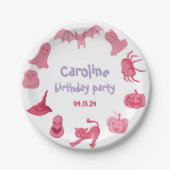 Pink Halloween Geburtstagsparty Paper Plate Pappteller (Vorderseite)