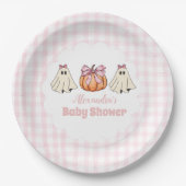 Pink Halloween Ghost Bow Girl Babydusche Pappteller (Vorderseite)