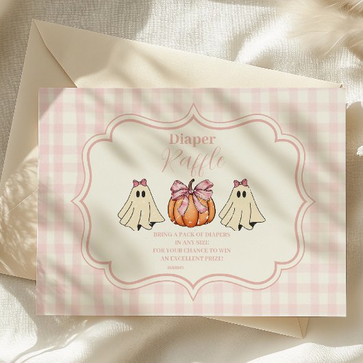 Pink Halloween Ghost Bow Girl Raffle Diapper Begleitkarte