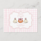 Pink Halloween Ghost Bow Girl Raffle Diapper Begleitkarte (Vorderseite)