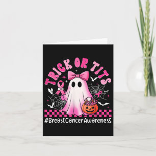 Pink Halloween Ghost Breast Cancer Awareness Trick Karte
