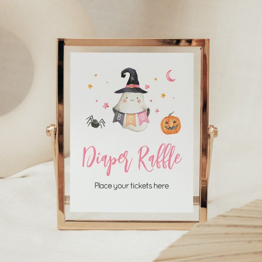 Pink Halloween Ghost Little Boo Baby Dusche Poster