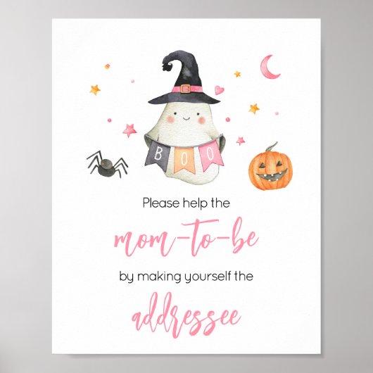 Pink Halloween Ghost Little Boo Envelope Station Poster (Vorne)