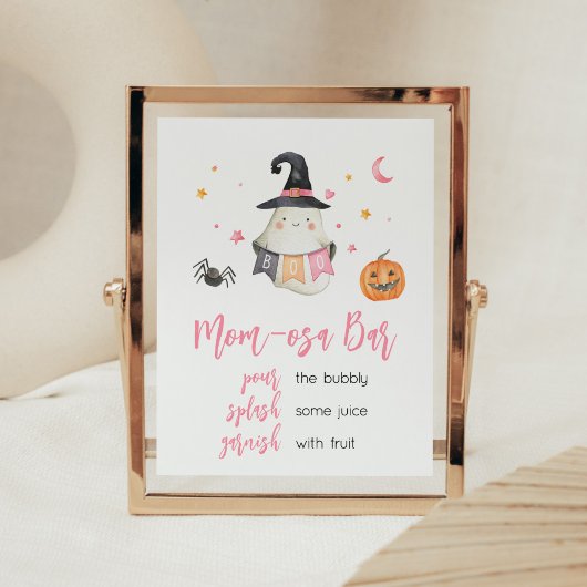 Pink Halloween Ghost Little Boo Mama Osa Bar Poster
