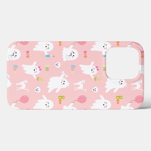 Pink Halloween Ghost Pattern Case-Mate iPhone Hülle (Rückseite (Horizontal))