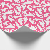 Pink Halloween Ghost Pattern Geschenkpapier (Ecke)