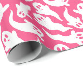Pink Halloween Ghost Pattern Geschenkpapier (Rolleneckpunkt)