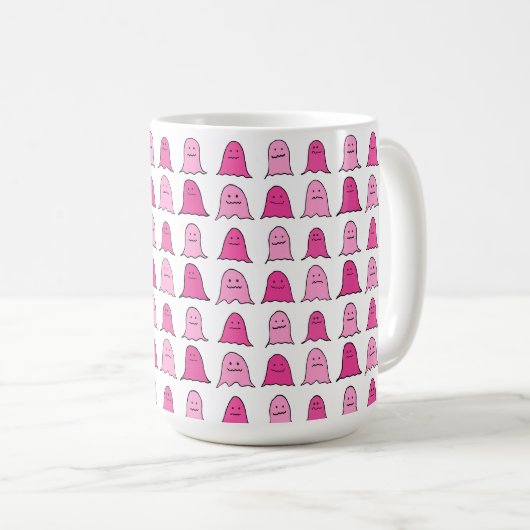 Pink Halloween Ghosts Kaffeetasse (VorderseiteRechts)