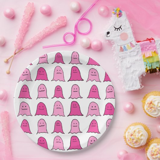 Pink Halloween Ghosts Pappteller (Party)