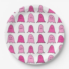 Pink Halloween Ghosts Pappteller