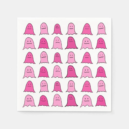 Pink Halloween Ghosts Serviette (Vorderseite)