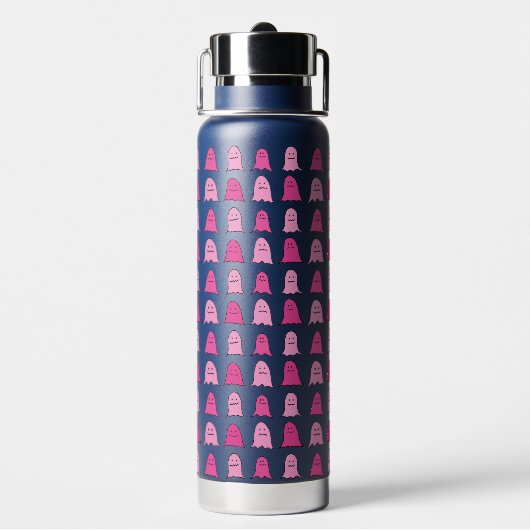 Pink Halloween Ghosts Trinkflasche (Hinten)