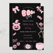 Pink Halloween Girl Niedlich Boo Day Einladung (Vorne/Hinten)