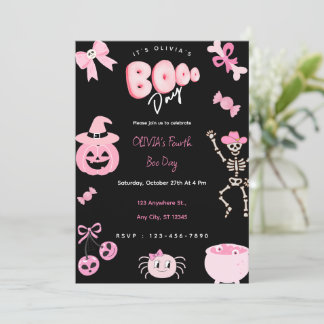 Pink Halloween Girl Niedlich Boo Day Einladung