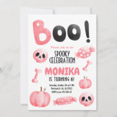 Pink Halloween Girl Spooky Geburtstagsparty Einladung (Vorderseite)