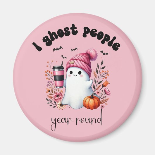 Pink Halloween introvertierte Kaffeegastästhesie Magnet (Vorne)