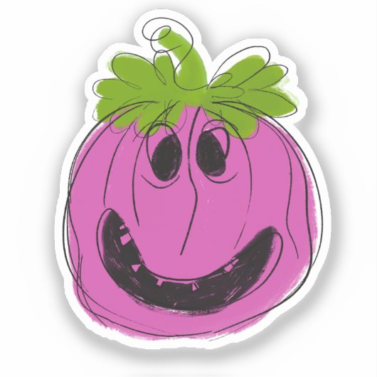 Pink Halloween Jack 'o Lantern Sticker (Vorderseite)