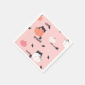 PINK Halloween KATZEN KÜRBISSE Serviette (Ecke)