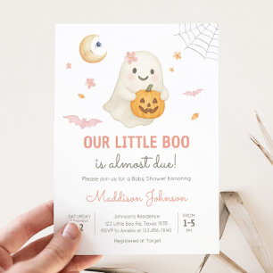 Pink Halloween Little Boo Baby Dusche Einladung