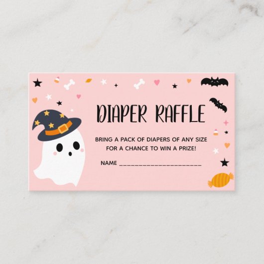 Pink Halloween Little Boo Diaper Raffle Begleitkarte (Vorderseite)