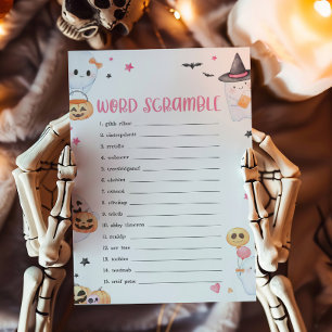 Pink Halloween Little Boo Word Scramble Game