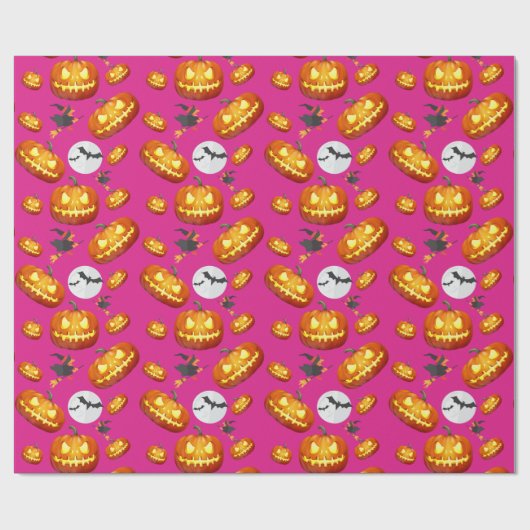 Pink Halloween Magic Pattern Geschenkpapier (Flach)